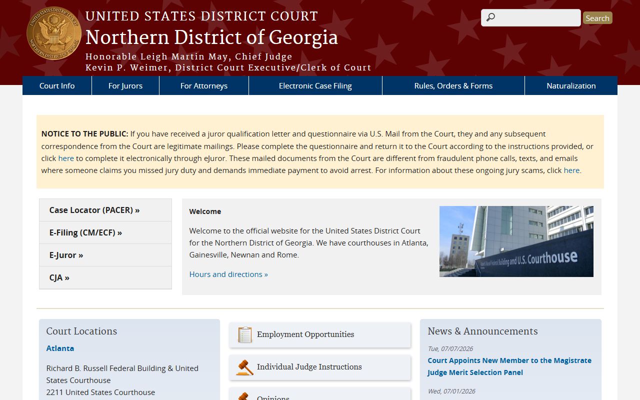 Clayton County federal court records Northern District of Georgia