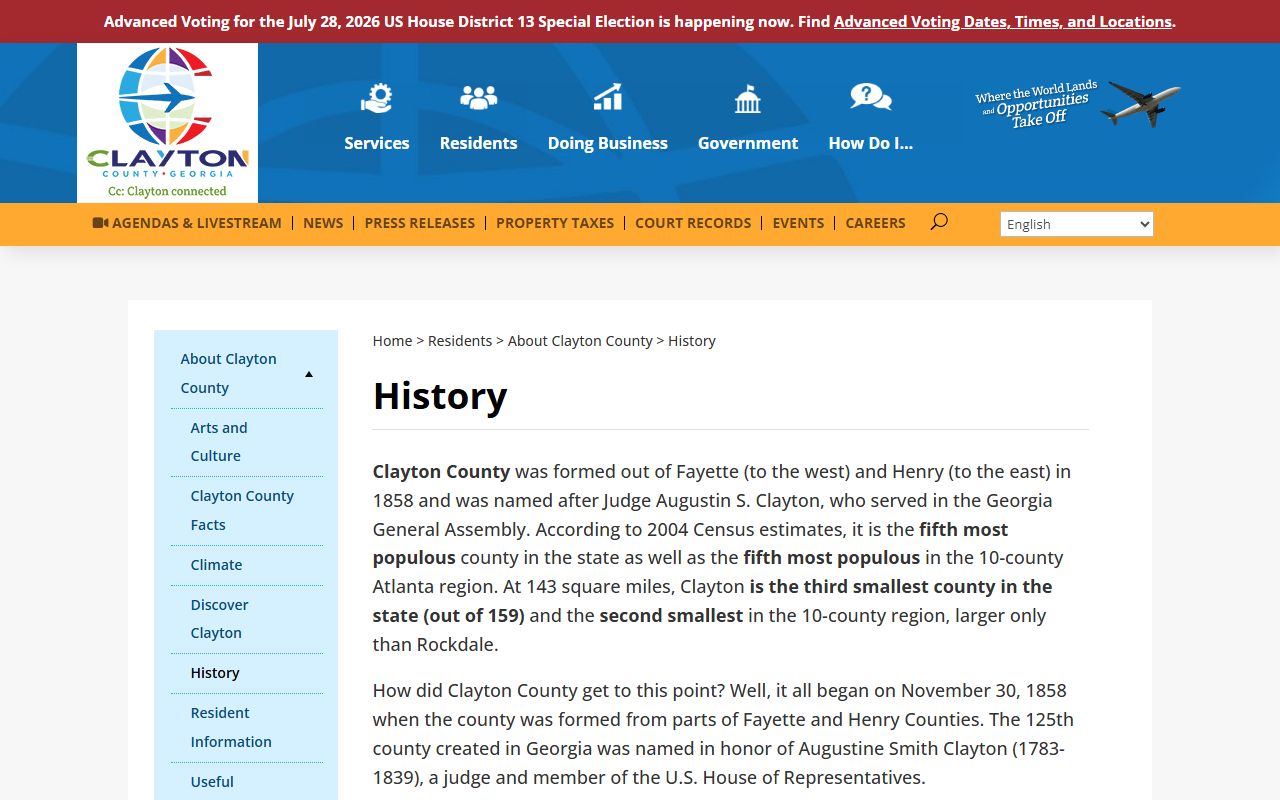 Clayton County court records county history