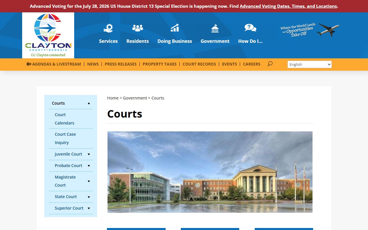 Clayton County court records courts landing page