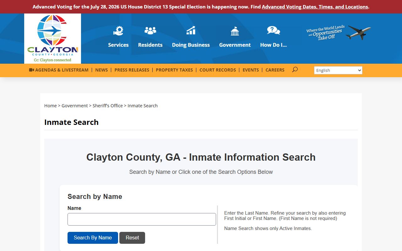 Clayton County inmate search and jail roster source